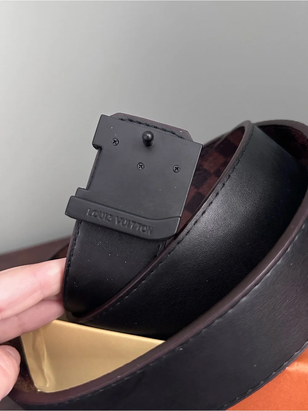 Louis Vuitton Initiales M9213 Belt 125/50 Black Leather Silver LV Buckle + Box